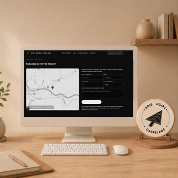 Logo Bois Noirs Carrelage, projet client accompagné par TISSE.